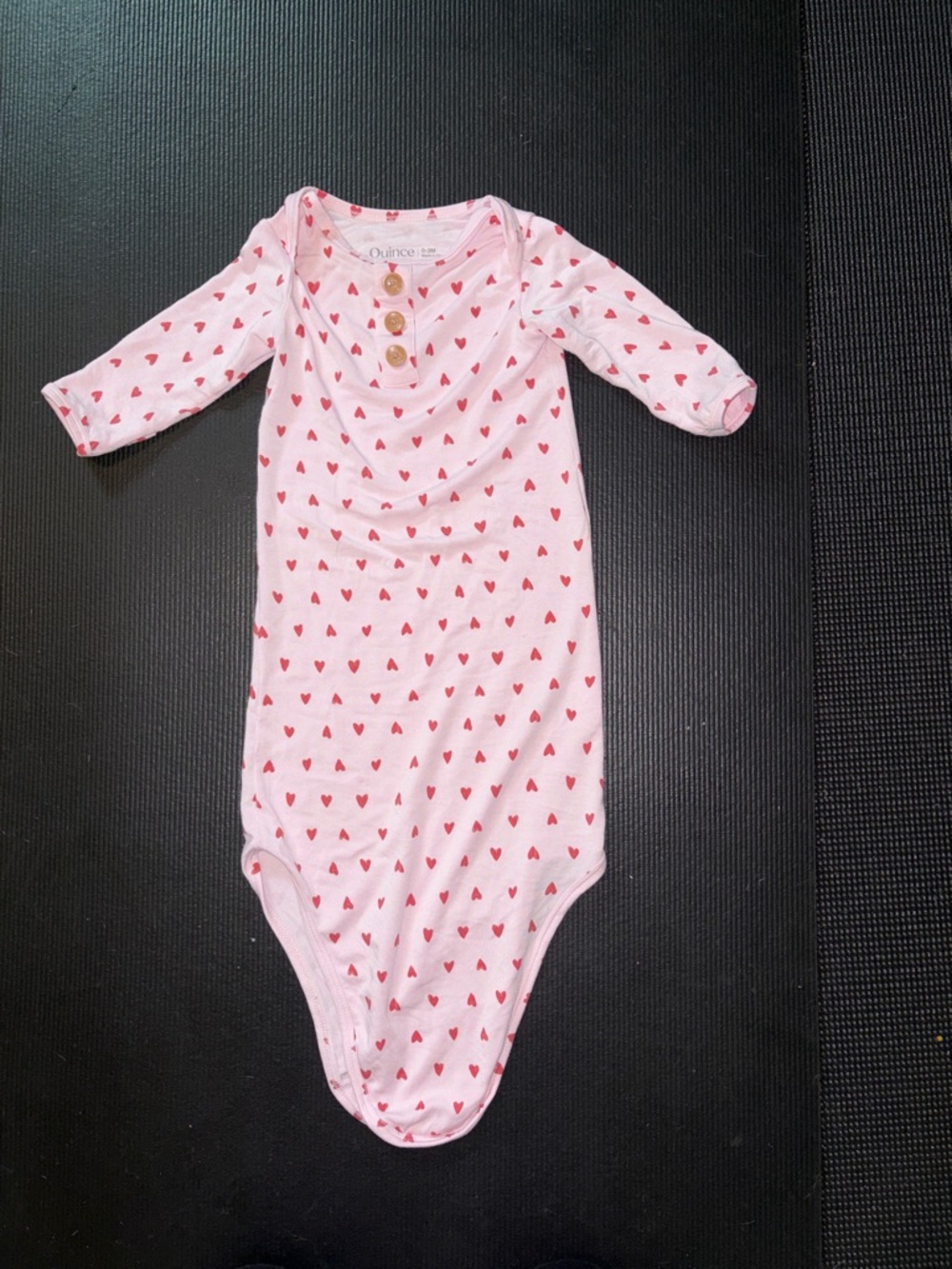Quince Pink nightgown with Red Heart Print
